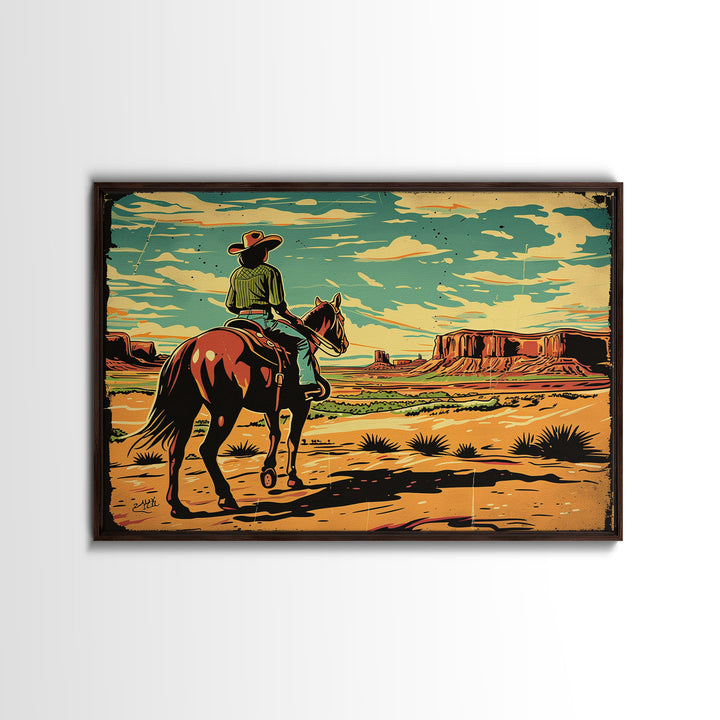 The Cowgirl | Wild West Pop Art | Framed Canvas Print Or Metal Print | Wood Framed Art | Western Decor, Wild West Art, Southwest Home Decor