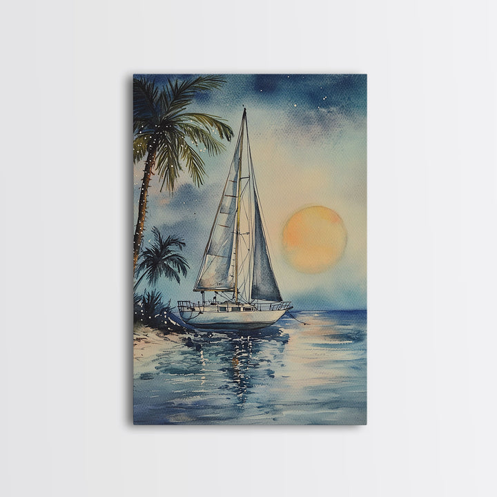 Sailboats In The Winter, Lake House Decor, Colorful Christmas Wall Art, Winter Decor, Holiday Art, Holiday Decor, Christmas handmade Art