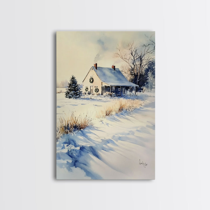 Farmhouse Christmas Decor, Wall Art, Retro Christmas Decor, Vintage Style Xmas Art for 2024, Modern Farmhouse Winter Landscape