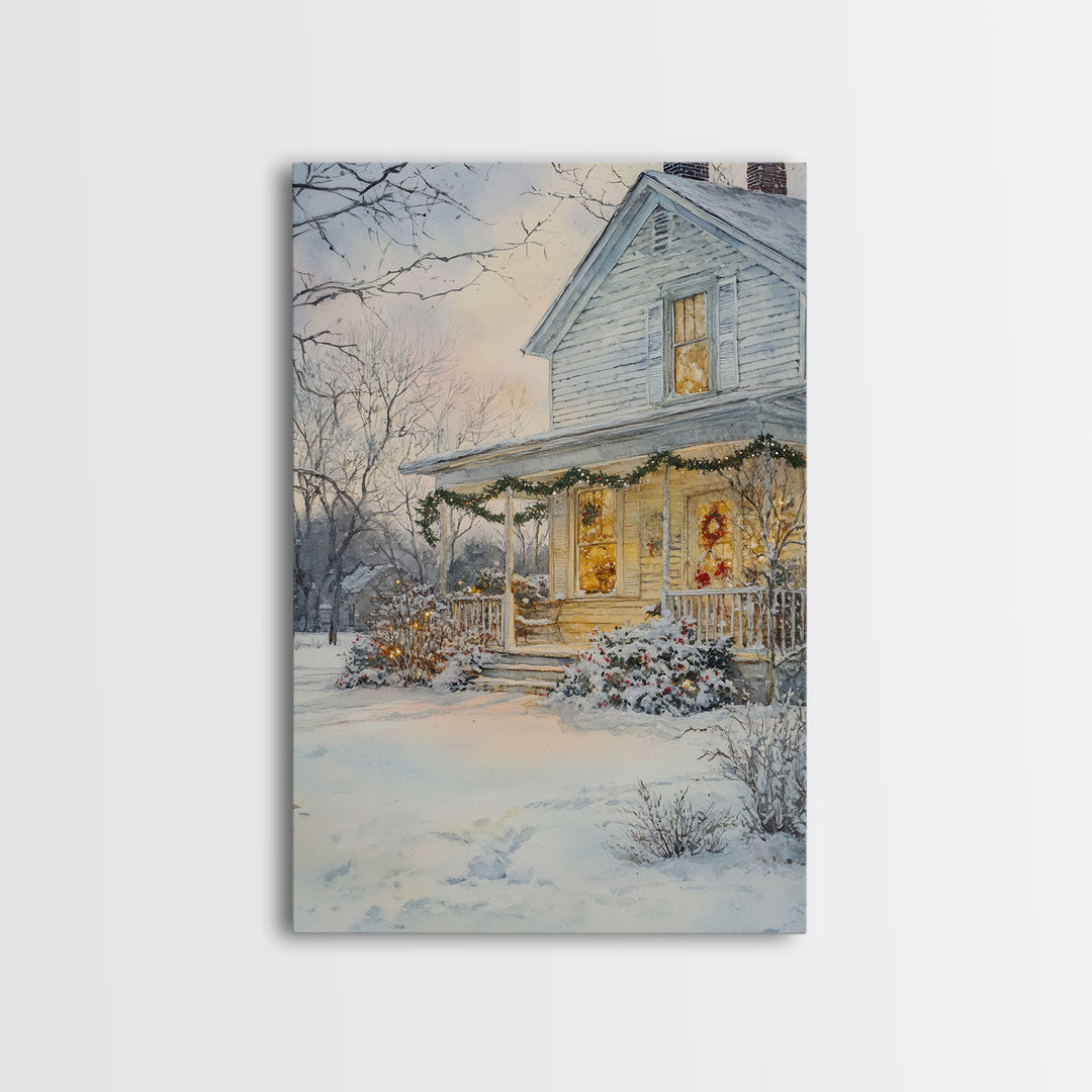 Farmhouse Christmas Decor, Wall Art, Retro Christmas Decor, Vintage Style Xmas Art for 2024, Modern Farmhouse Winter Landscape