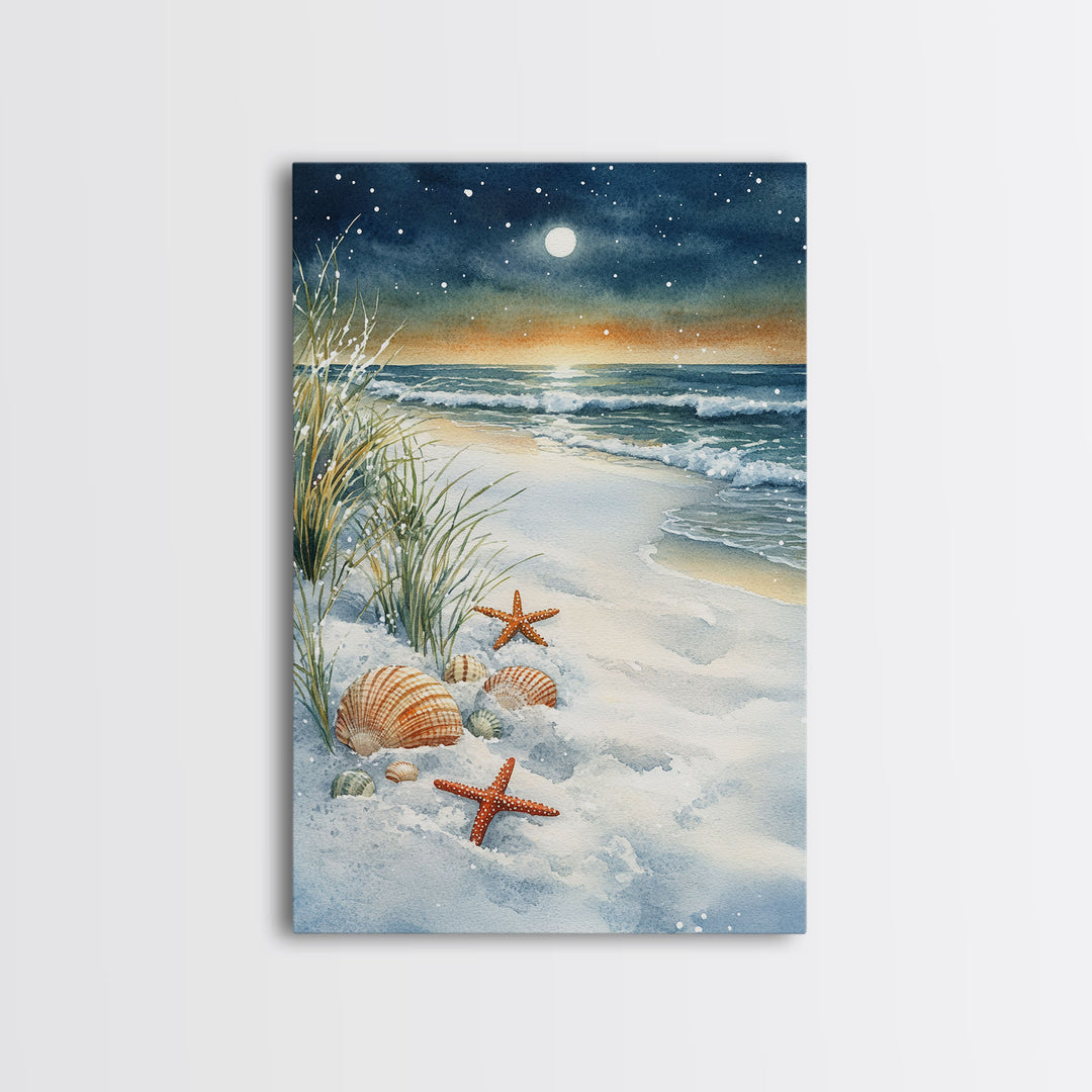 Canvas Print Of Christmas On The Beach, Trendy Christmas Art, Winter Art, Winter Art Print, Wood Framed Art