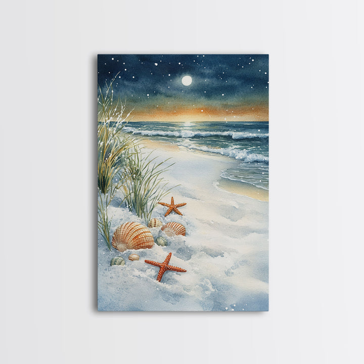 Canvas Print Of Christmas On The Beach, Trendy Christmas Art, Winter Art, Winter Art Print, Wood Framed Art