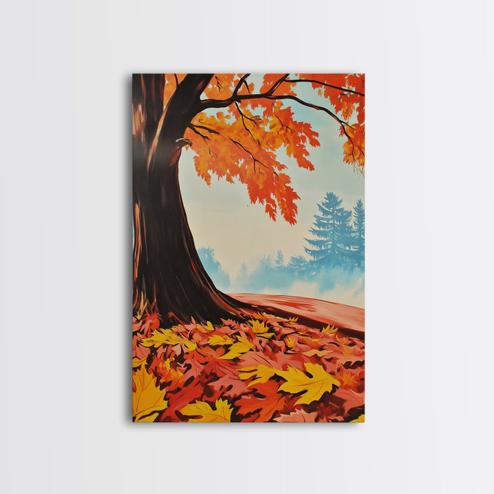 Framed Canvas Print of Vibrant Autumn Tree and Leaves, Seasonal Wall Art, Fall Decor, Gift Idea, Modern Farmhouse, Autumn Landscape Art