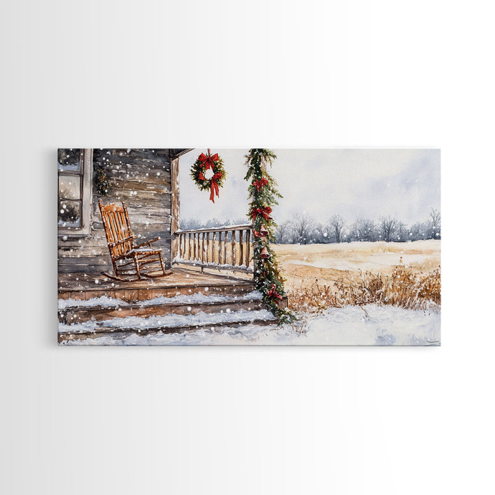 Rocking Chair in Winter - Christmas home decor, farmhouse Christmas decor, rustic Christmas decor Christmas door decor, Christmas decor wood