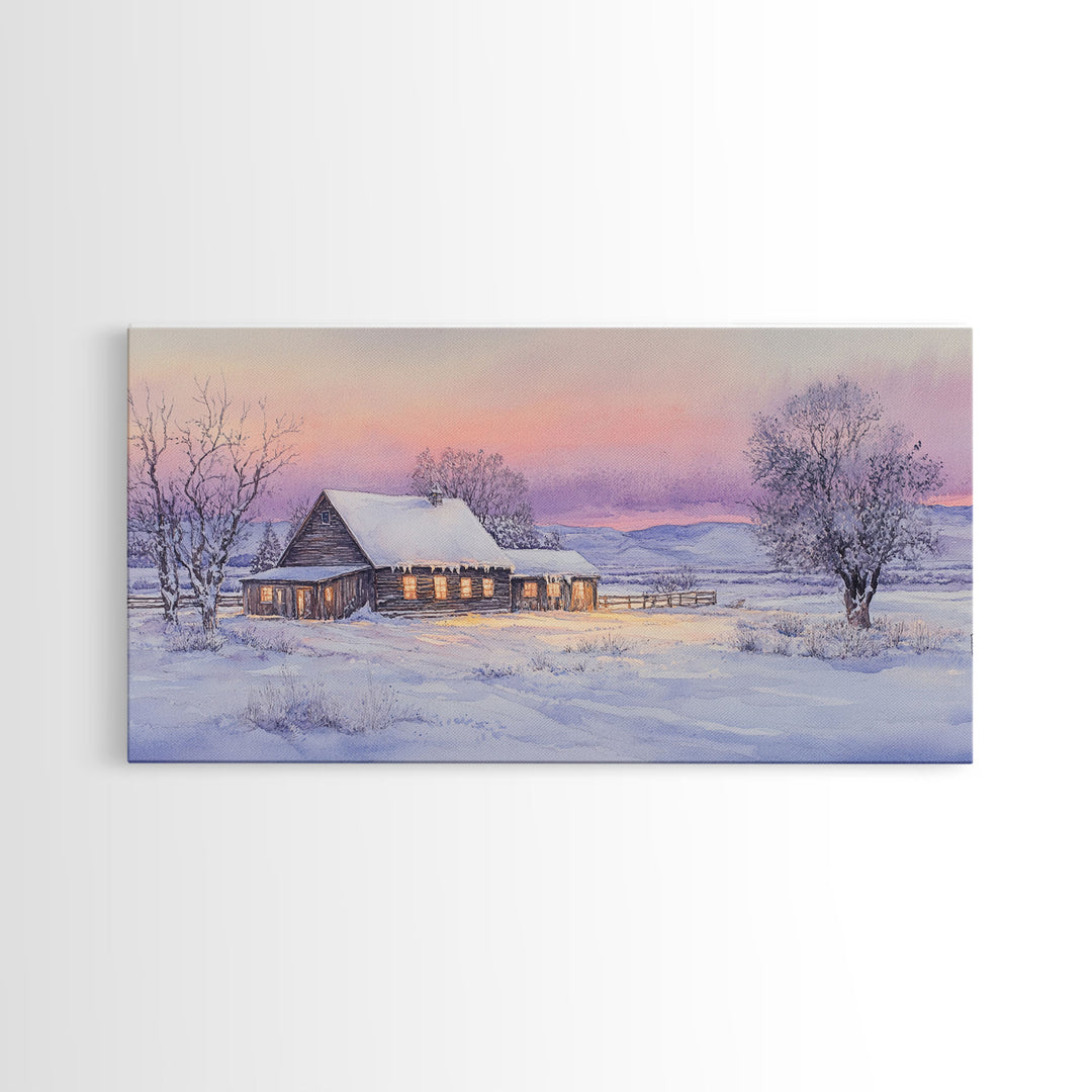 winter landscape art, canvas print, Christmas wall art, Christmas home decor, extra large Christmas decor, Christmas prints