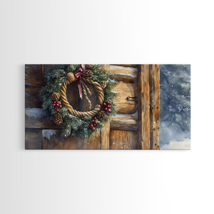 Christmas door decor, rustic Christmas decor, canvas print, Christmas decor wood, Christmas wall decor, holiday wall art