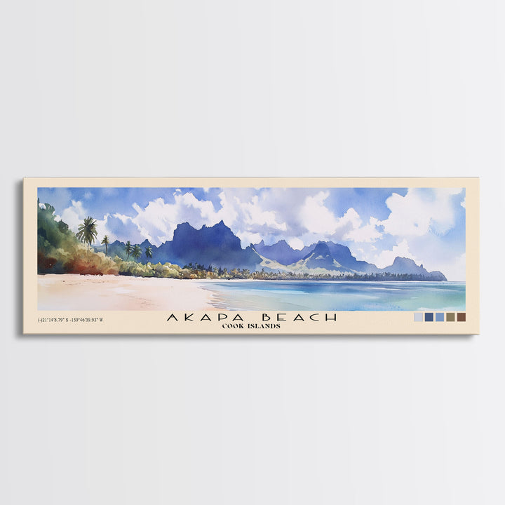 Akapa Beach, Cook Islands Watercolor Print, Vacation Gift, Cook Islands Wall Art, Beach Painting, Beach Decor, Beach Or Lakehouse Art