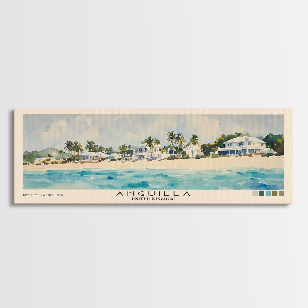 Anguilla, United Kingdom Watercolor Print, Vacation Gift, United Kingdom Wall Art, Vacation Wall Art, Vacatation Memories, Beach Decor, Beach Or Lakehouse Art