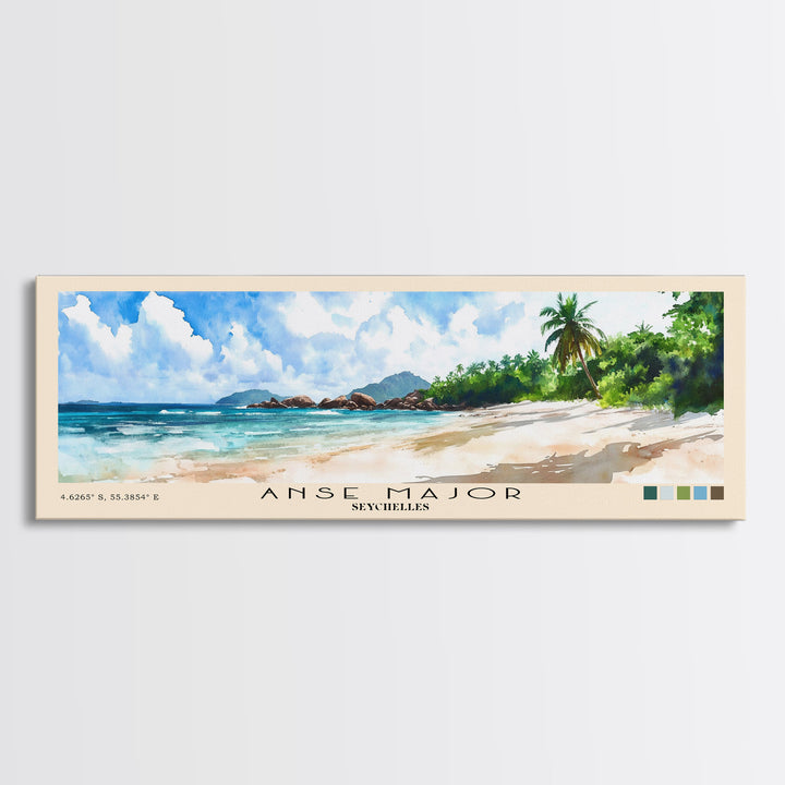 Anse Major, Seychelles Watercolor Beach Print, Vacation Gift, Seychelles Wall Art, Beach Painting, Beach Decor, Beach Painting