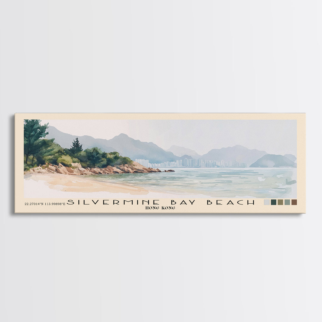 Silvermine Bay Beach, Hong Kong Watercolor Print, Vacation Gift, Hong Kong Wall Art, Beach Painting, Beach Decor, Beach Or Lakehouse Art