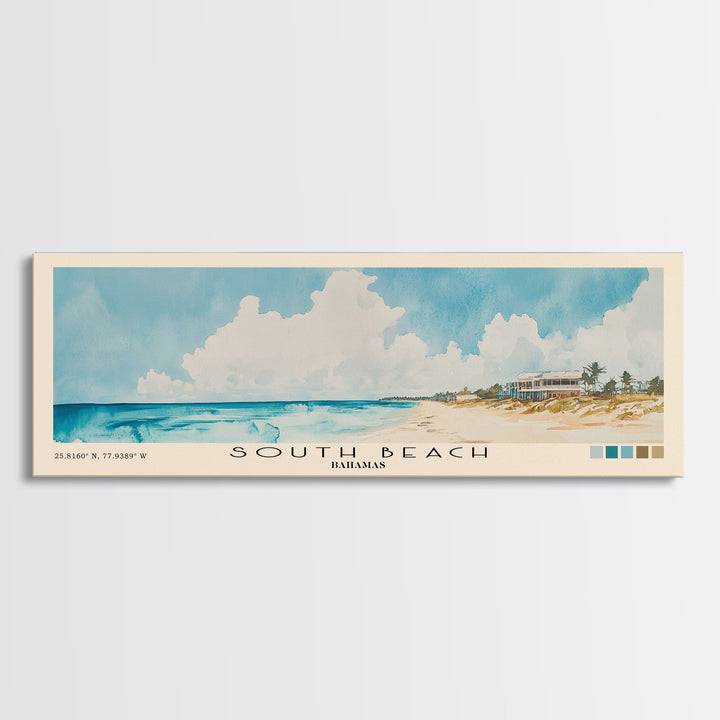 South Beach, Bahamas Watercolor Beach Print, Vacation Gift, Bahamas Wall Art, Beach Painting, Beach Decor, Beach Painting