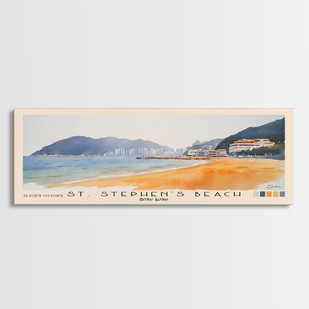 St. Stephen's Beach, Hong Kong Watercolor Print, Vacation Gift, Hong Kong Wall Art, Beach Painting, Beach Decor, Beach Or Lakehouse Art