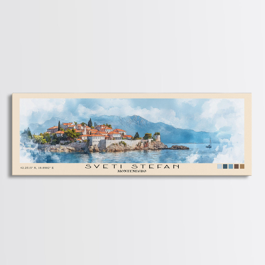 Sveti Stefan, Montenegro Watercolor Print, Vacation Gift, Montenegro Wall Art, Vacation Wall Art, Vacatation Memories, Beach Decor, Beach Or Lakehouse Art