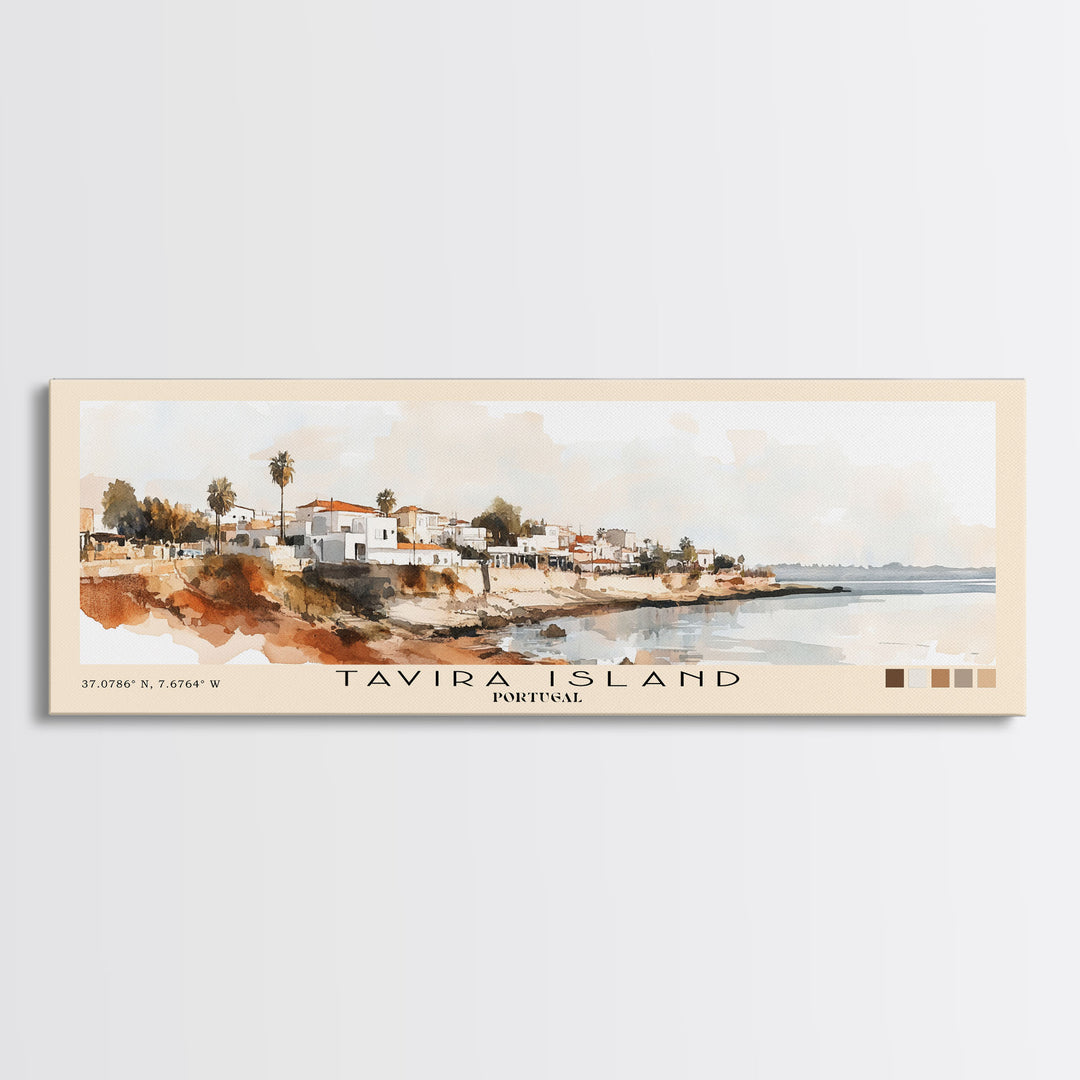 Tavira Island, Portugal Watercolor Beach Print, Vacation Gift, Portugal Wall Art, Beach Painting, Beach Decor, Beach Painting