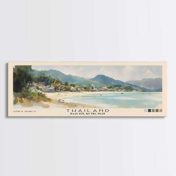 Thailand, Haad Rin, Ko Pha Ngan Watercolor Print, Vacation Gift, Haad Rin, Ko Pha Ngan Wall Art, Beach Painting, Beach Decor, Beach Or Lakehouse Art