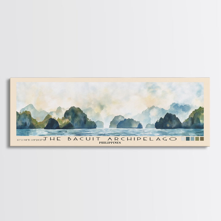 The Bacuit Archipelago, Philippines Watercolor Beach Print, Vacation Gift, Philippines Wall Art, Beach Painting, Beach Decor, Beach Painting