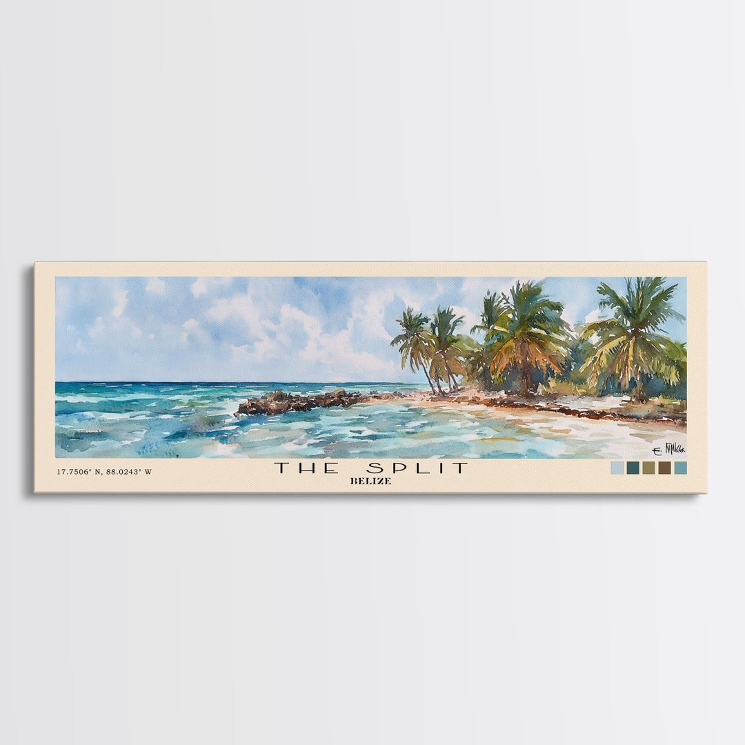 The Split, Belize Watercolor Beach Print, Vacation Gift, Belize Wall Art, Beach Painting, Beach Decor, Beach Painting