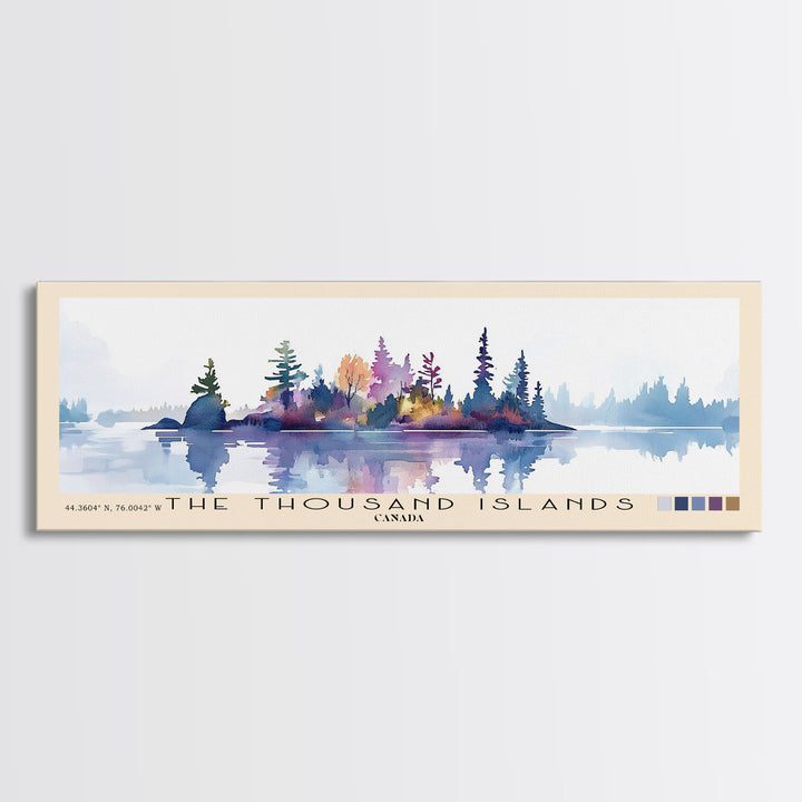 The Thousand Islands, Canada Watercolor Print, Vacation Gift, Canada Wall Art, Beach Painting, Beach Decor, Large Wall Art, Wood Frame Art