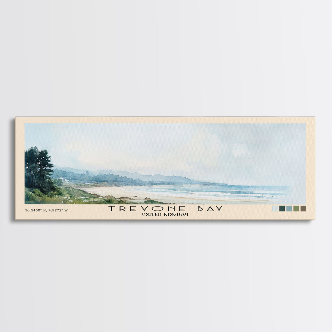 Trevone Bay, United Kingdom Watercolor Print, Vacation Gift, United Kingdom Wall Art, Beach Painting, Beach Decor, Beach Or Lakehouse Art