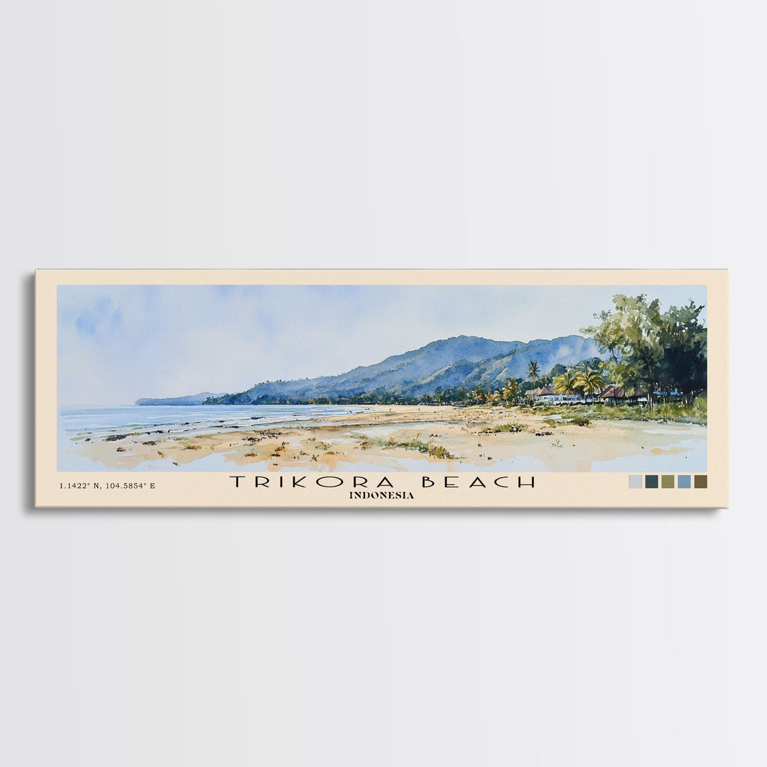 Trikora Beach, Indonesia Watercolor Beach Print, Vacation Gift, Indonesia Wall Art, Beach Painting, Beach Decor, Beach Painting