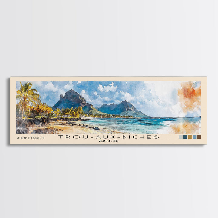 Trou-aux-Biches, Mauritius Watercolor Beach Print, Vacation Gift, Mauritius Wall Art, Beach Painting, Beach Decor, Beach Painting