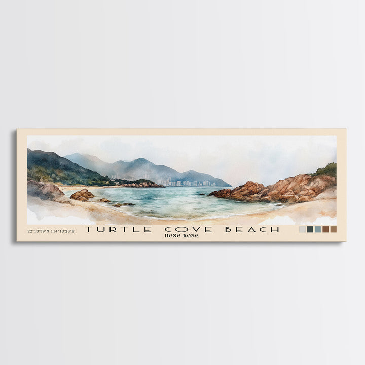 Turtle Cove Beach, Hong Kong Watercolor Print, Vacation Gift, Hong Kong Wall Art, Beach Painting, Beach Decor, Beach Or Lakehouse Art