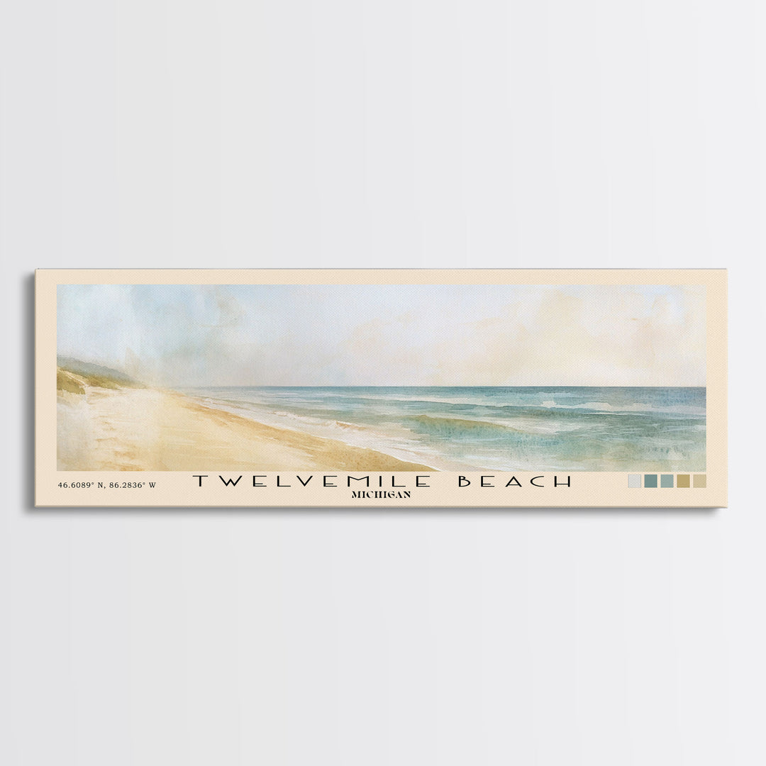 Twelvemile Beach, Michigan Watercolor Print, Vacation Gift, Michigan Wall Art, Beach Painting, Beach Decor, Large Wall Art, Wood Frame Art