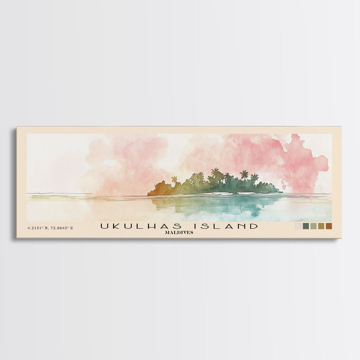 Ukulhas Island, Maldives Watercolor Print, Vacation Gift, Maldives Wall Art, Vacation Wall Art, Vacatation Memories, Beach Decor, Beach Or Lakehouse Art