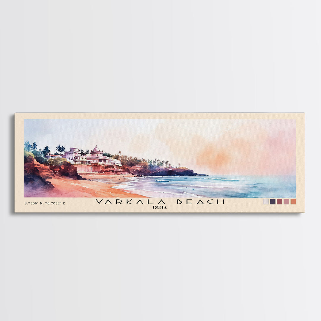 Varkala Beach, India Watercolor Print, Vacation Gift, India Wall Art, Vacation Wall Art, Vacatation Memories, Beach Decor, Beach Or Lakehouse Art