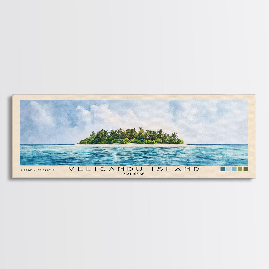 Veligandu Island, Maldives Watercolor Beach Print, Vacation Gift, Maldives Wall Art, Beach Painting, Beach Decor, Beach Painting