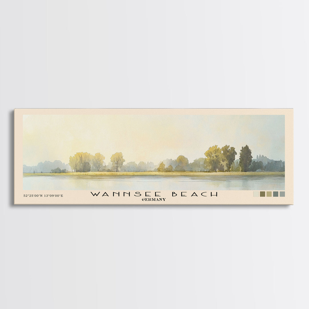 Wannsee Beach, Germany Watercolor Print, Vacation Gift, Germany Wall Art, Beach Painting, Beach Decor, Beach Or Lakehouse Art