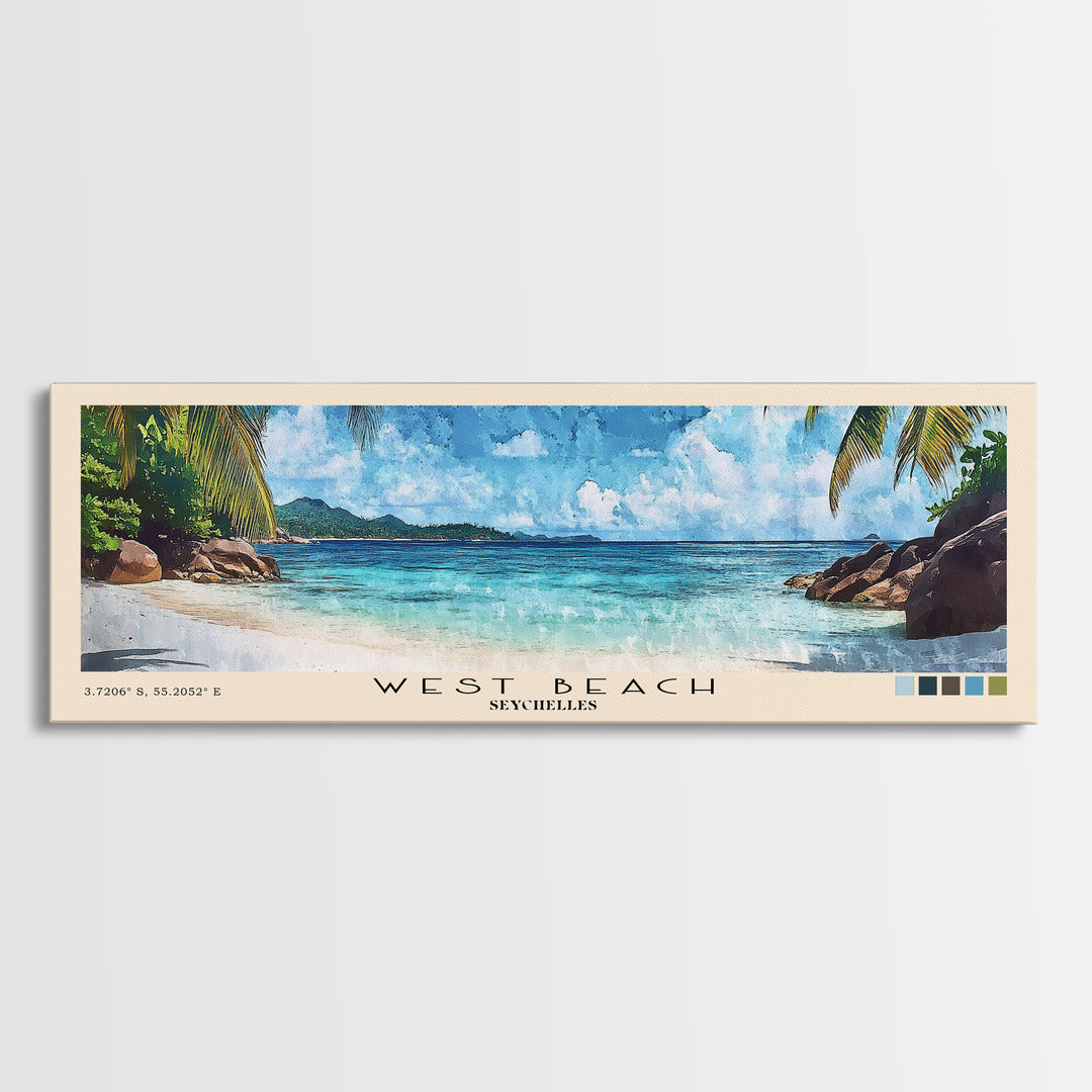 West Beach, Seychelles Watercolor Print, Vacation Gift, Seychelles Wall Art, Beach Painting, Beach Decor, Beach Or Lakehouse Art