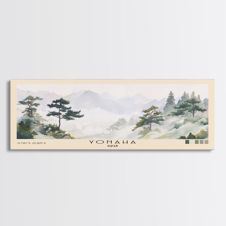 Yonaha, Japan Watercolor Beach Print, Vacation Gift, Japan Wall Art, Framed Canvas Print, Framed Beach Painting