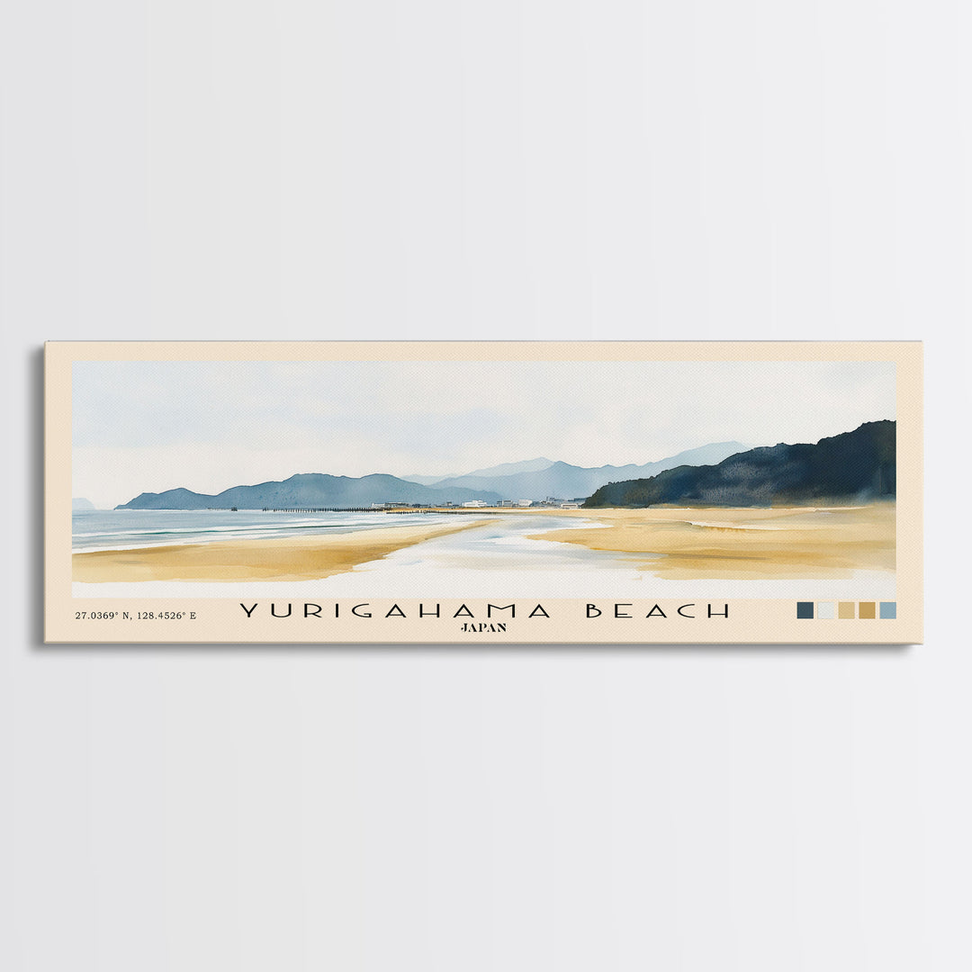 Yurigahama Beach, Japan Watercolor Beach Print, Vacation Gift, Japan Wall Art, Beach Painting, Beach Decor, Beach Painting