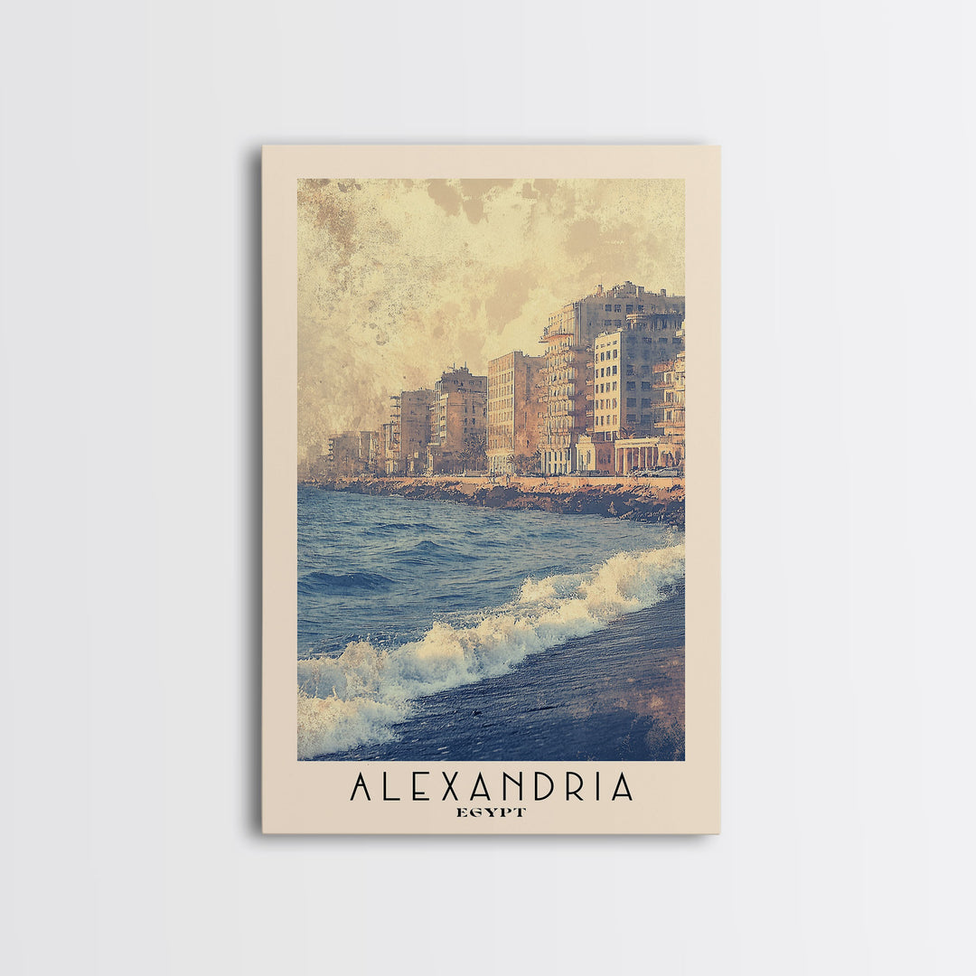 Alexandria, Egypt Watercolor Beach Print, Vacation Gift, Egypt Wall Art, Beach Painting, Beach Decor, Beach Painting