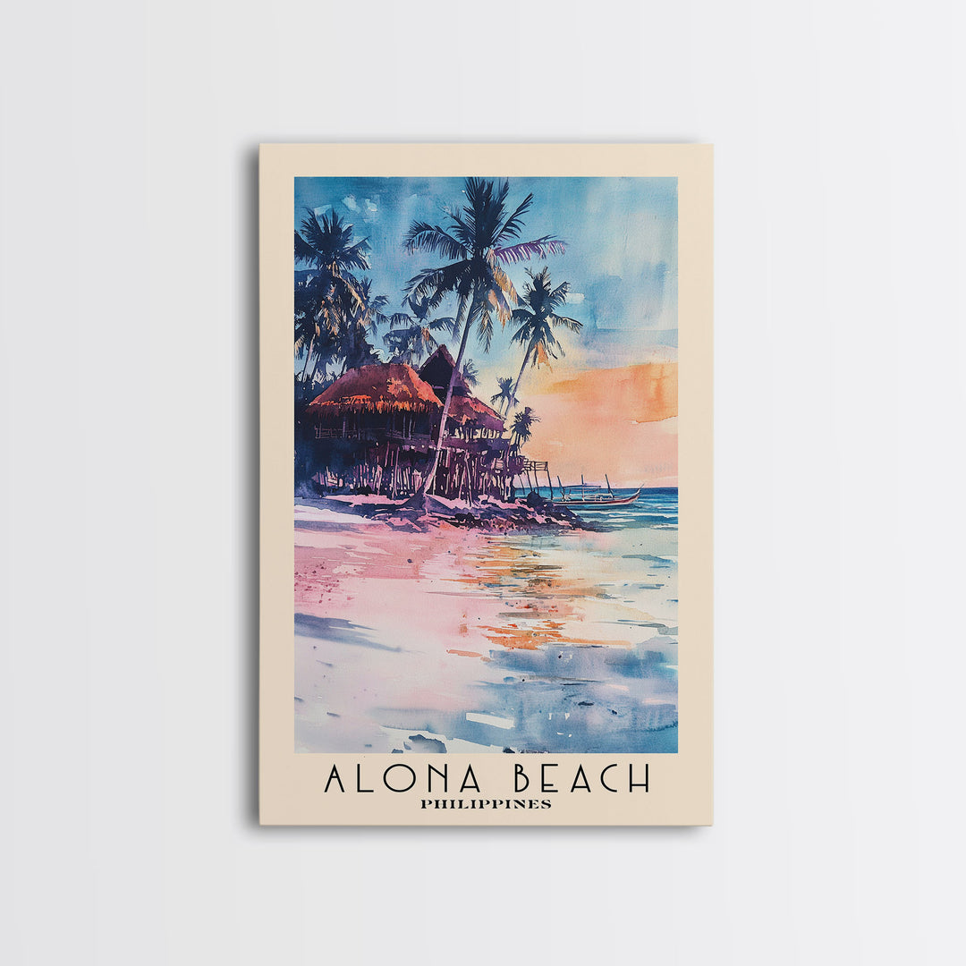 Alona Beach, Philippines Watercolor Print, Vacation Gift, Philippines Wall Art, Vacation Wall Art, Vacatation Memories, Beach Decor, Beach Or Lakehouse Art