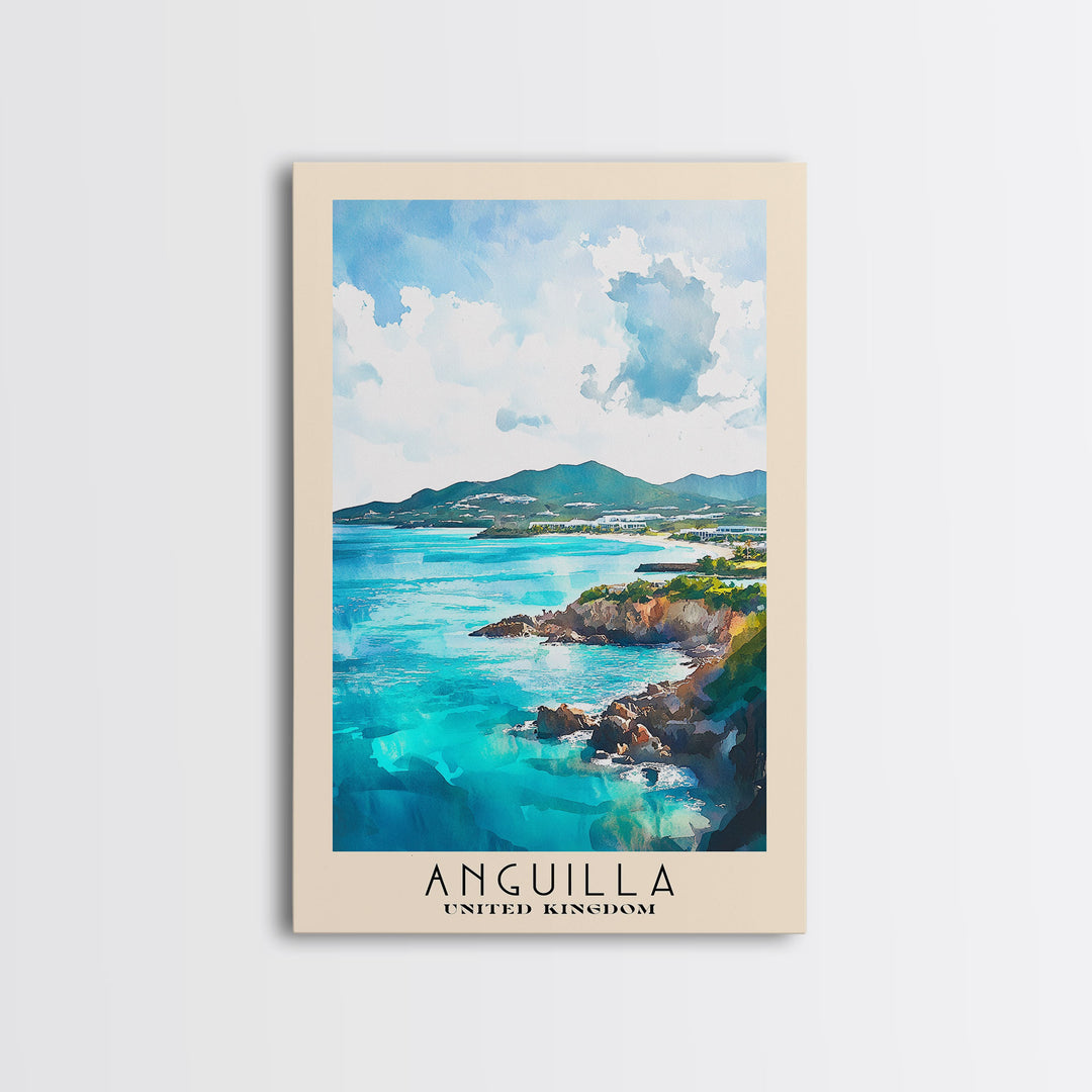 Anguilla, United Kingdom Watercolor Print, Vacation Gift, United Kingdom Wall Art, Vacation Wall Art, Vacatation Memories, Beach Decor, Beach Or Lakehouse Art