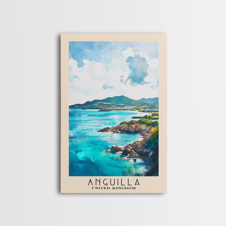 Anguilla, United Kingdom Watercolor Print, Vacation Gift, United Kingdom Wall Art, Vacation Wall Art, Vacatation Memories, Beach Decor, Beach Or Lakehouse Art