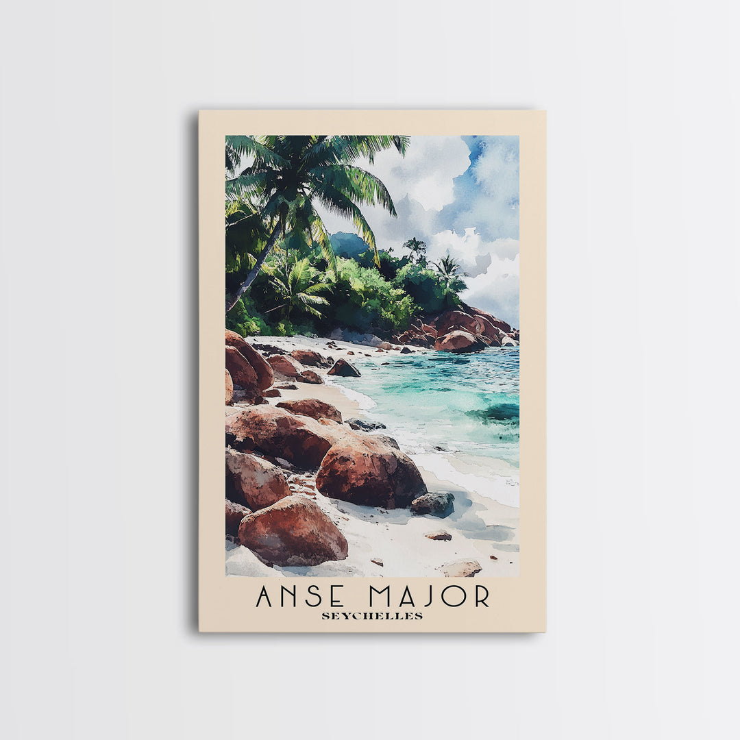 Anse Major, Seychelles Watercolor Beach Print, Vacation Gift, Seychelles Wall Art, Beach Painting, Beach Decor, Beach Painting