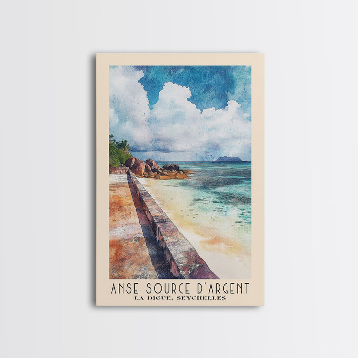 Anse Source d’Argent, La Digue, Seychelles Watercolor Print, Vacation Gift, La Digue, Seychelles Wall Art, Vacation Wall Art, Vacatation Memories, Beach Decor, Beach Or Lakehouse Art