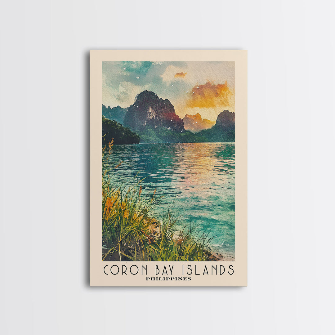 Coron Bay Islands, Philippines Watercolor Print, Vacation Gift, Philippines Wall Art, Beach Painting, Beach Decor, Beach Or Lakehouse Art