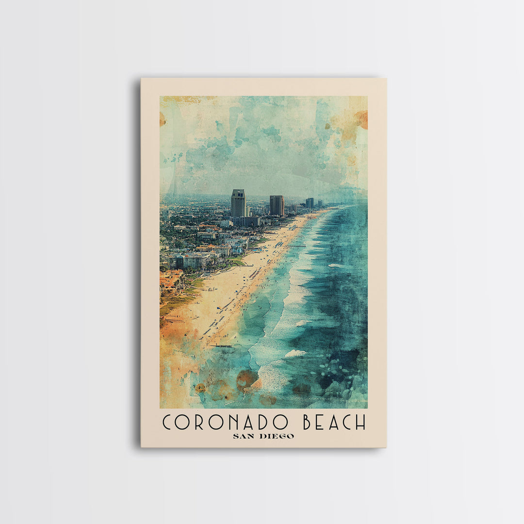 Coronado Beach, San Diego Watercolor Beach Print, Vacation Gift, San Diego Wall Art, Beach Painting, Beach Decor, Beach Painting