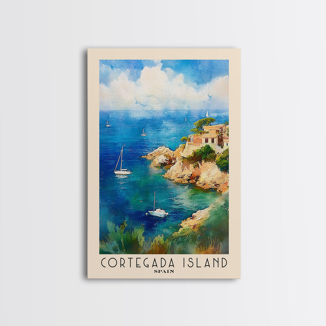 Cortegada Island, Spain Watercolor Beach Print, Vacation Gift, Spain Wall Art, Framed Canvas Print, Framed Beach Painting