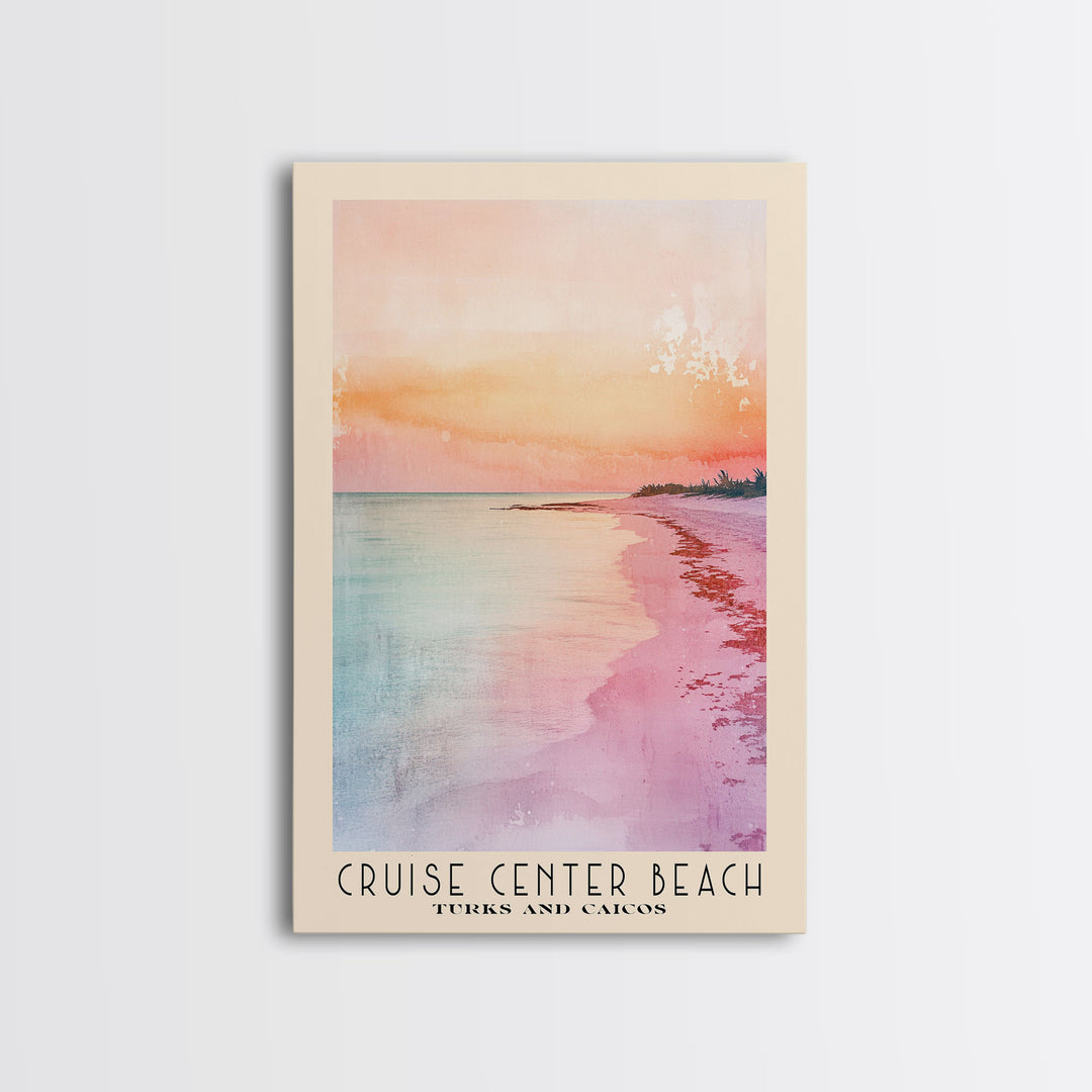 Cruise Center Beach, Turks and Caicos Watercolor Print, Vacation Gift, Turks and Caicos Wall Art, Beach Painting, Beach Decor, Large Wall Art, Wood Frame Art