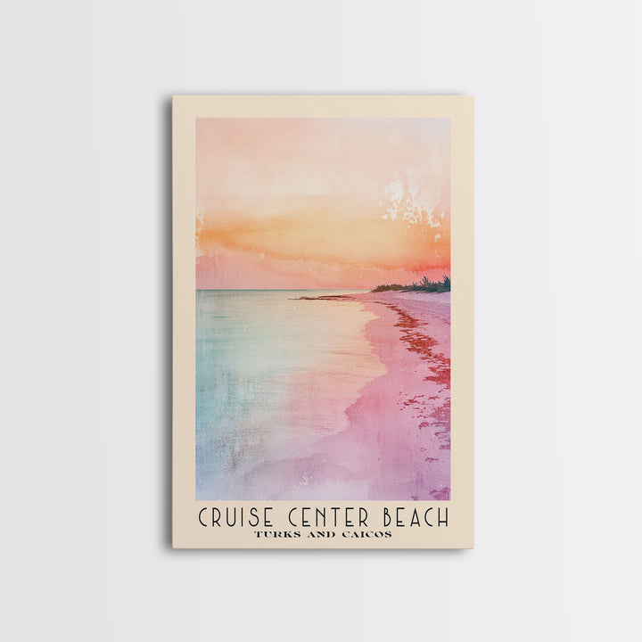 Cruise Center Beach, Turks and Caicos Watercolor Print, Vacation Gift, Turks and Caicos Wall Art, Beach Painting, Beach Decor, Large Wall Art, Wood Frame Art