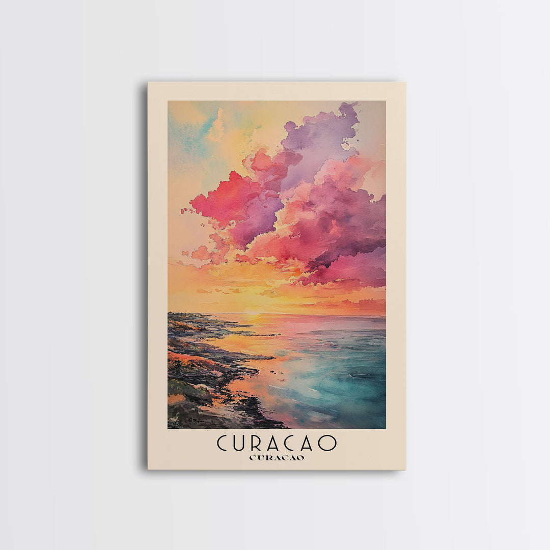 Curacao, Curacao Watercolor Beach Print, Vacation Gift, Curacao Wall Art, Beach Painting, Beach Decor, Beach Painting