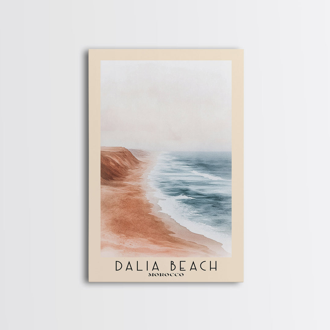 Dalia Beach, Morocco Watercolor Print, Vacation Gift, Morocco Wall Art, Beach Painting, Beach Decor, Large Wall Art, Wood Frame Art