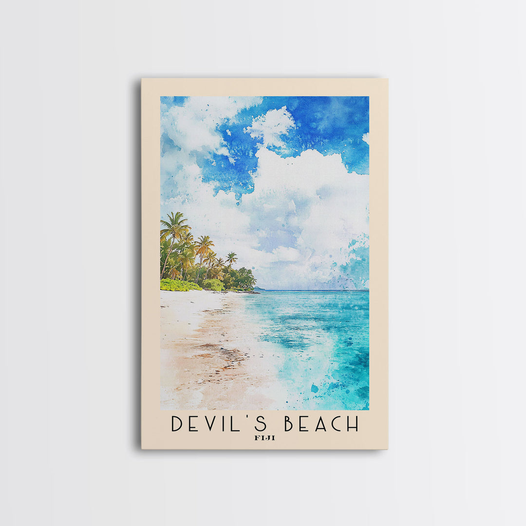 Devil’s Beach, Fiji Watercolor Beach Print, Vacation Gift, Fiji Wall Art, Beach Painting, Beach Decor, Beach Painting