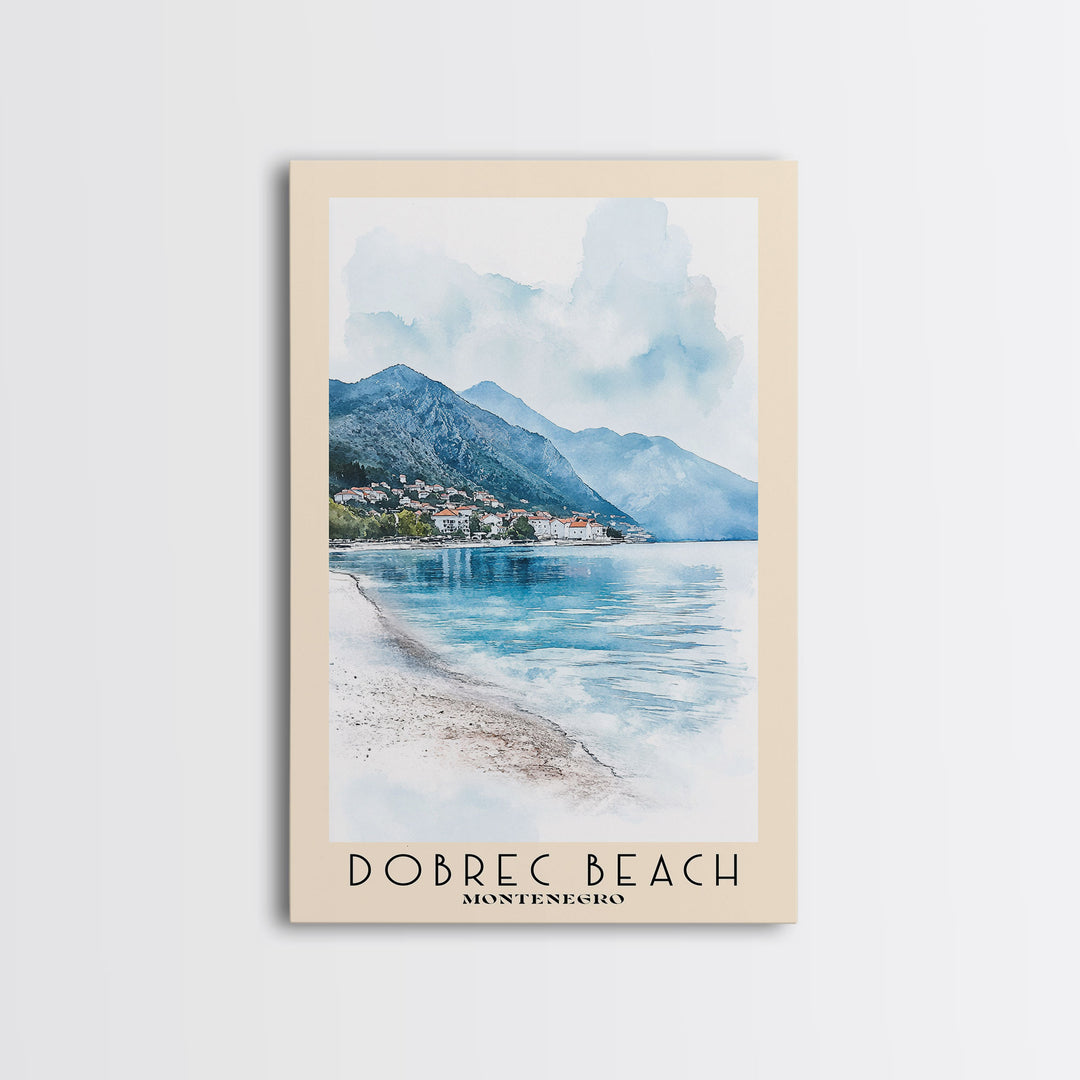 Dobrec Beach, Montenegro Watercolor Beach Print, Vacation Gift, Montenegro Wall Art, Beach Painting, Beach Decor, Beach Painting