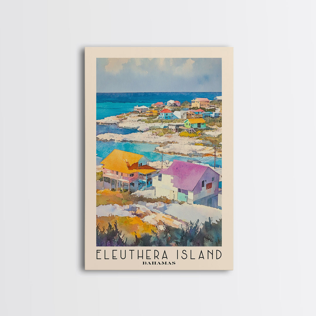 Eleuthera Island, Bahamas Watercolor Print, Vacation Gift, Bahamas Wall Art, Beach Painting, Beach Decor, Large Wall Art, Wood Frame Art